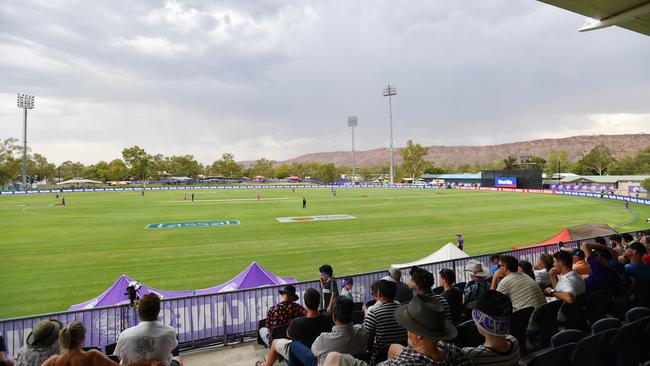 A general view of play during the Big Bash League cricket match between the Hobart Hurricanes and the Sydney Sixers at Traeger Park in Alice Springs last year. Picture: AAP/DAVID MARIUZ