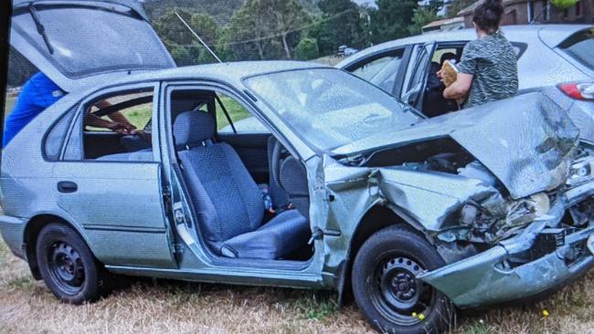 The aftermath of Prospect man Bob Hughes' car crash at Bell Bay on February 17, 2023. Picture: Supplied