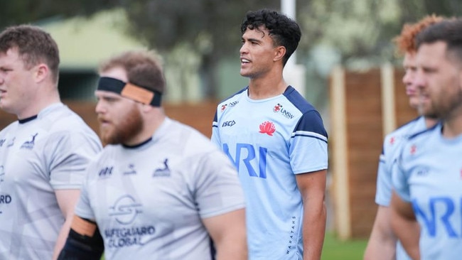 Suaalii with his NSW Waratahs teammates in Canberra after his multimillion-dollar dollar code switch.