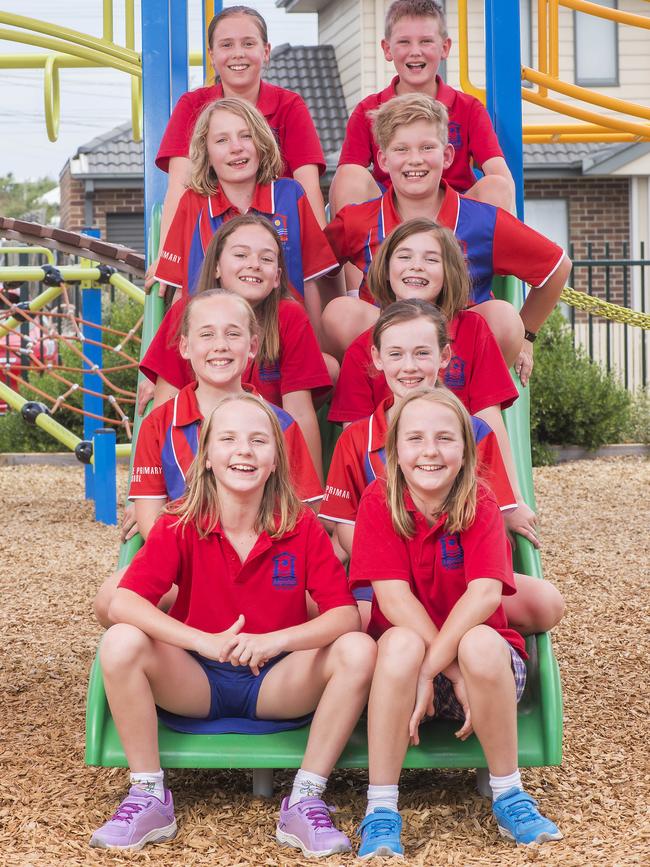 Grade 5 fun: Top to bottom: Maxine and Declan, Dee and Nate, Lily and Grace, Zoe and Lara, Tori and Tilly. Picture: Rob Leeson