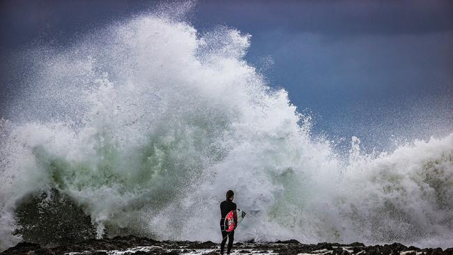 A low pressure system off the southeast coast was behind wild conditions over the weekend. Picture: File photo of Snapper Rocks on the Gold Coast. Picture: Nigel Hallett