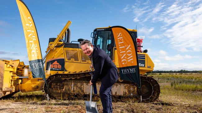 Serenitas CEO Rob Nichols turning the sod on the new Thyme Lifestyle Resort in Evans Head.