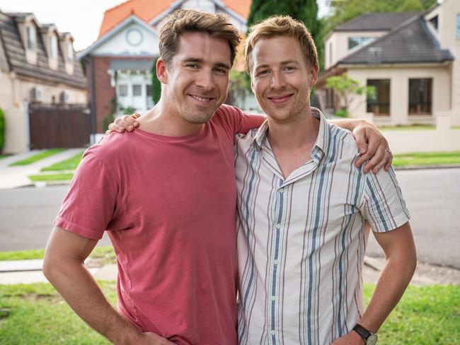 Hugh Sheridan as Ben and Angus McLaren as Nathan in Back to the Rafters.