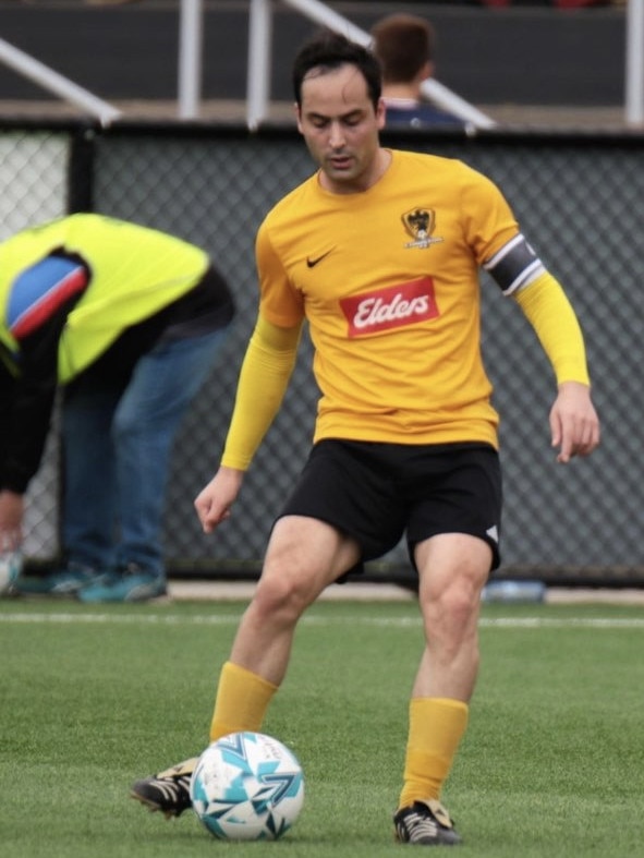 Captain Lukas Stergiou of Coniston FC. Photo: Pedro Garcia