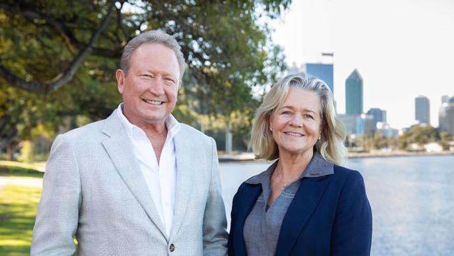 Andrew 'Twiggy' Forrest and Nicola Forrest pictured just before announcing their separation after 31 years of marriage. Picture: Supplied.