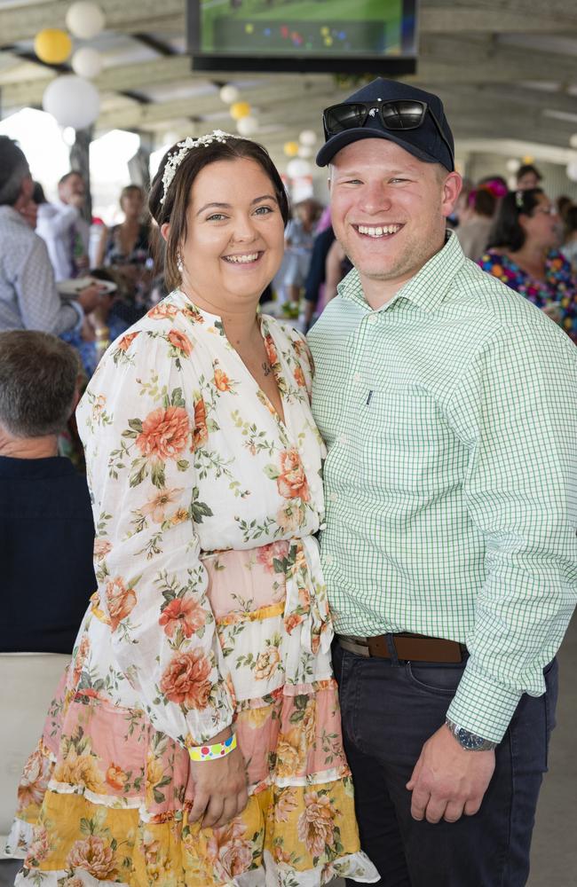 Tiarna Cockram and Brandon Sauverain at Warwick Cup race day at Allman Park Racecourse, Saturday, October 14, 2023. Picture: Kevin Farmer