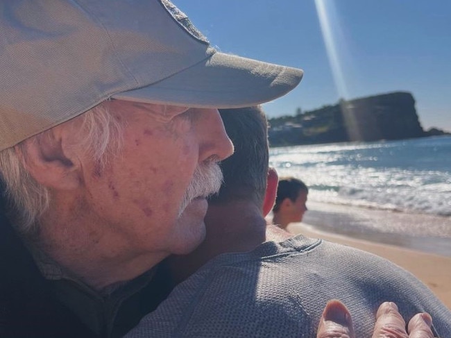 Legendary Australian TV personality George Negus' battle with Alzheimer's disease has taken a turn for the worst with the 82-year-old "non verbal."  He is pictured with son Ned Negus on Father's Day in a LinkedIn post by Ned. Picture: LinkedIn/ Ned Negus