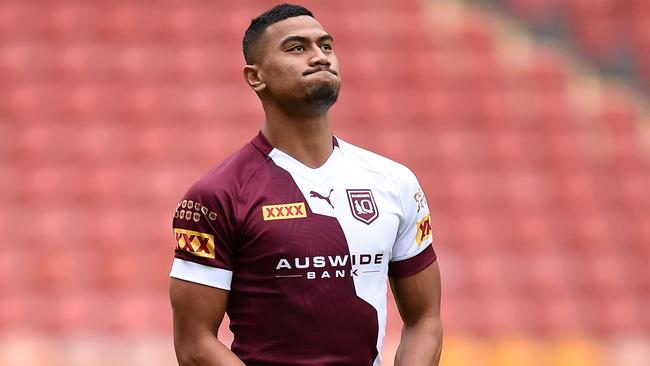 Ronaldo Mulitalo trained on the wing and is on standby for Queensland. Picture: Matt Roberts/Getty Images