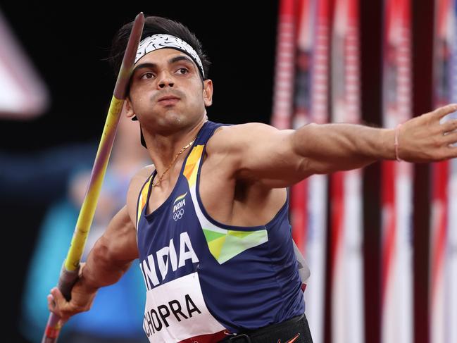 Neeraj Chopra goes for gold. Picture: Getty Images