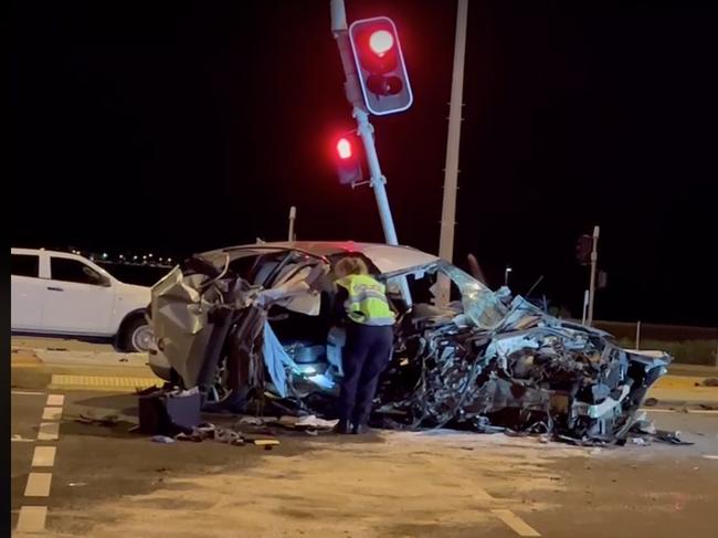 The serious crash in Clontarf last night left one woman with life-threatening injuries. Picture: Supplied.