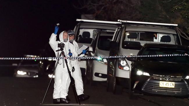 Forensic police at the crime scene in 2018. Picture: David Swift. Picture: David Swift.