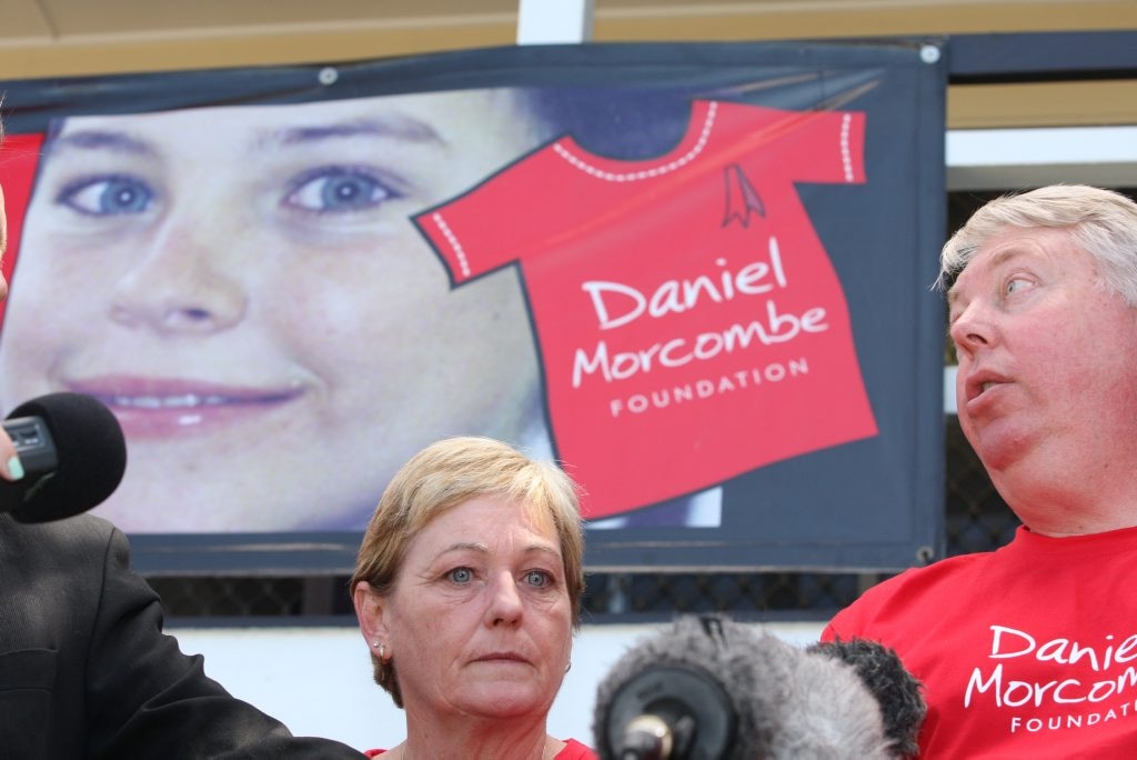 Bruce and Denise Morcombe talk to the media about the Daniel Morcombe Foundation's work. Picture: Nicholas Falconer