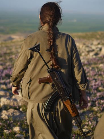 PKK Kurdistan Workers Party Makhmour Iraq. NYC photographer Joey L. travels to Iraqi Kurdistan and Syria to tell the story of guerilla groups fighting IS. Picture: Joey L.