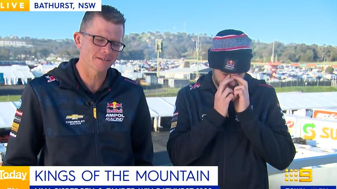 Shane van Gisbergen failed to make it through an interview on Nine's Today Show. Photo: Channel 9.