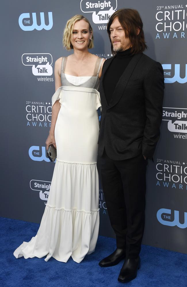 Diane Kruger and Norman Reedus attend The 23rd Annual Critics’ Choice Awards at Barker Hangar on January 11, 2018 in Santa Monica, California. Picture: AP