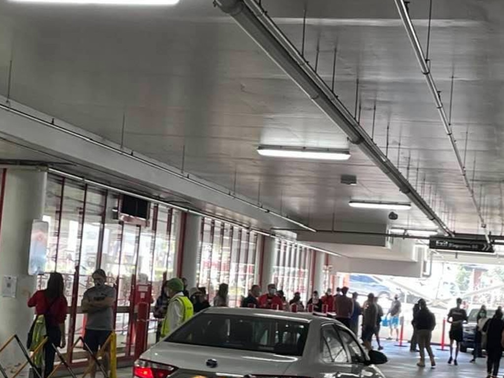 A picture of the line up for the Kingsgrove Bunnings posted by a social media user. Picture: Supplied. Picture: Facebook