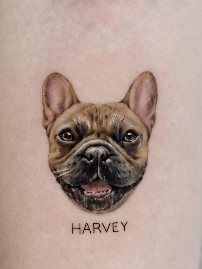 Harvey immortalised in a tattoo.