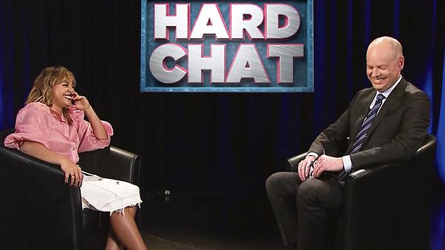 Gleeson with Jessica Mauboy on his Hard Chat TV segment last month. (Picture: ABC TV)