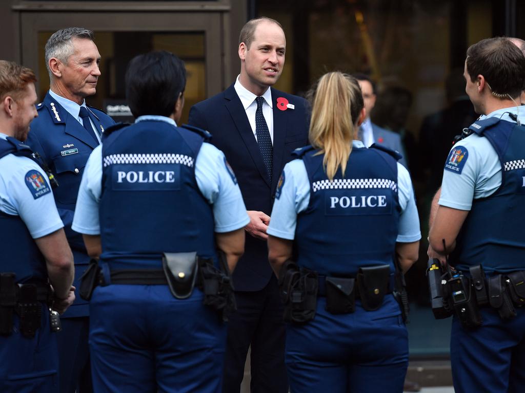 Prince William meets with the first responders to the Christchurch mosque terror attacks. Picture: Getty Images