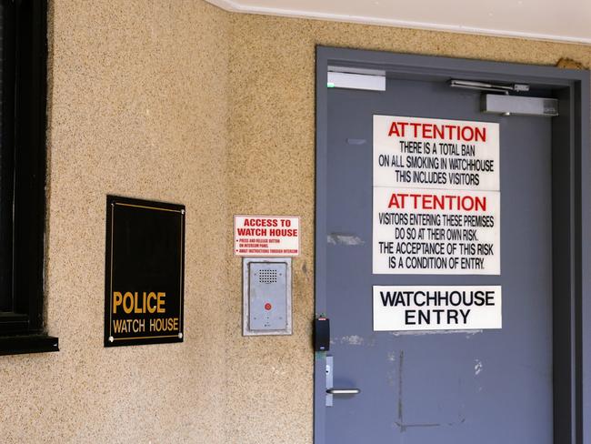 The visitor entrance and exit to the Cairns Watchhouse located between the Cairns Police Station and Cairns Courthouse. Picture: Brendan Radke