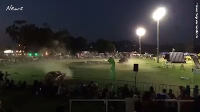 Stunt car crashes into crowd at monster truck show (Video: Trevor Skip)