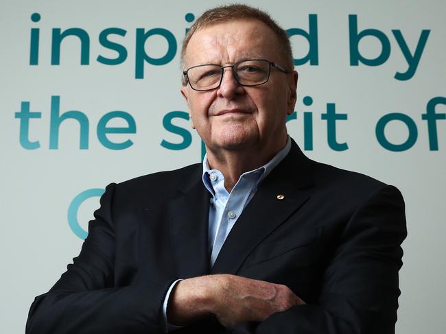 23/11/23: Olympic Boss John Coates in the AOC offices in Sydney. Coates talks about Australia's medal chances in Paris and beyond. Funding and his "major" transport concerns for Brisbane 2032 - takes aim at Queensland government. John Feder/The Australian.