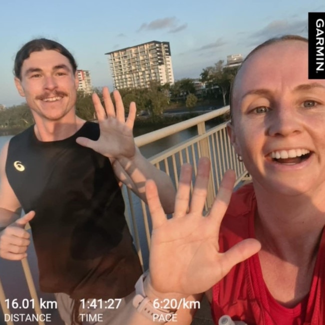 Amy Mill and Tom Orford ran a circuit from Rockhampton Grammar to the airport and the city’s touch fields and back.