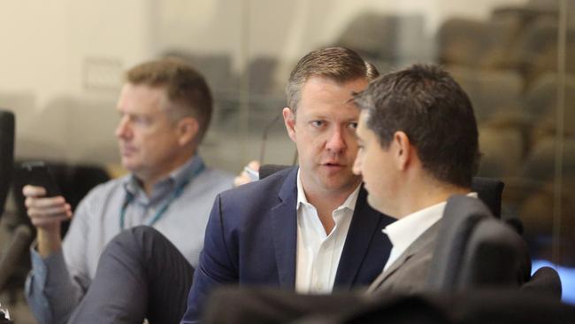 Special budget meeting at Gold Coast City Council chambers. Photo of Cr Cameron Caldwell and Cr Hermann Vorster. Pic by Richard Gosling