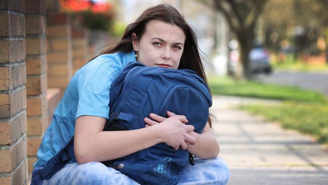 Ballarat going into Covid lockdown. Ballarat High School year 10 student Airlie Laybourne 15, upset at going back into lockdown. Picture: David Caird