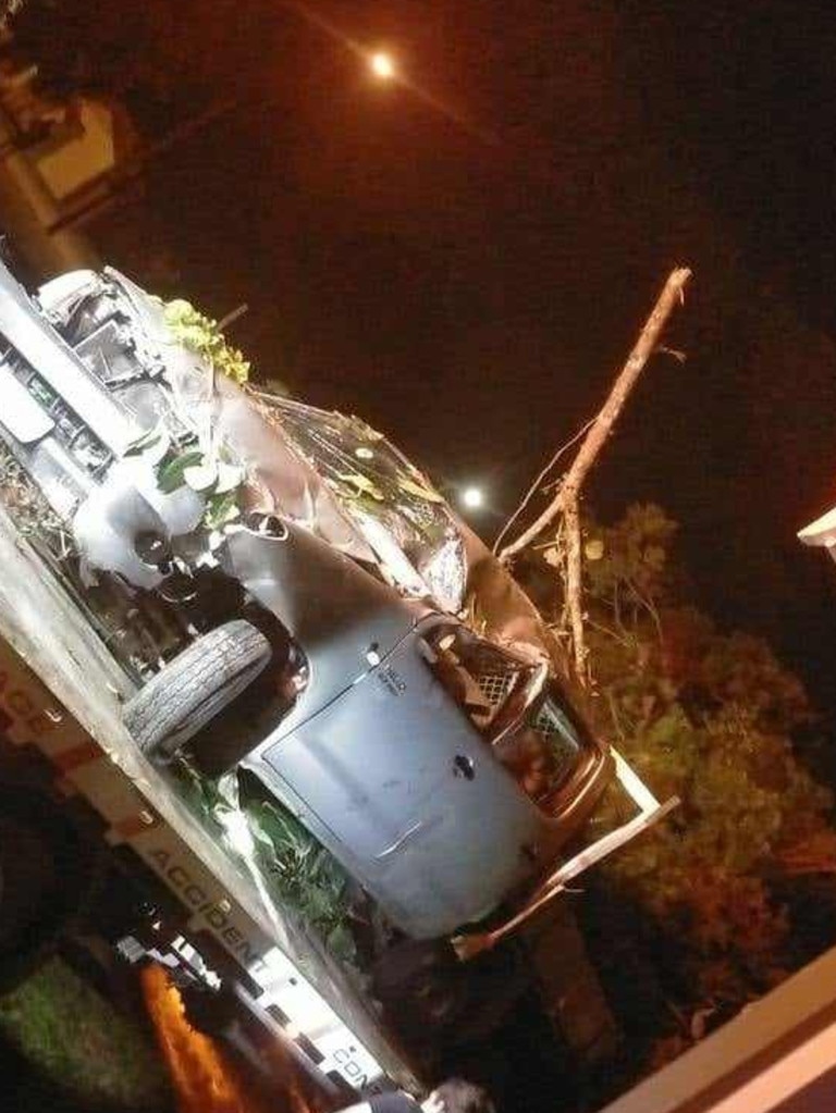 Photographs from the single-vehicle traffic crash in Babinda, North Queensland, on Thursday, September 19. Queensland Police Service said on Wednesday that initial information indicated that a silver Toyota Hilux crashed near the intersection of Howard Kennedy Drive and Peever Road around 9pm. Investigations are ongoing and anyone with relevant information or vision is urged to contact police.
