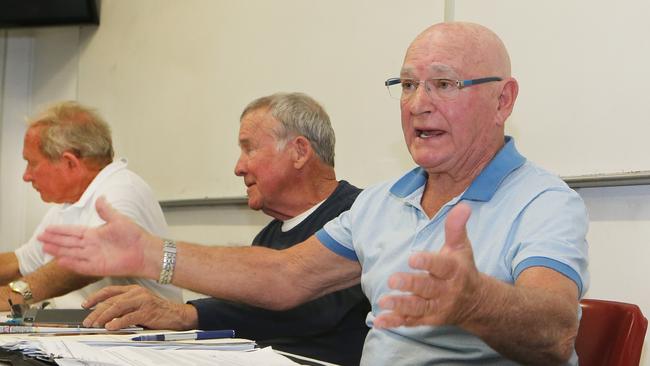 Councillor Paul Taylor talking at a Mermaid Beach Community Association meeting last month about overdevelopment in the coastal suburb. Picture Glenn Hampson