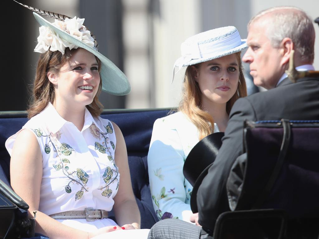 Princess Eugenie and Princess Beatrice with their father, Prince Andrew. Picture: Chris Jackson/Getty Images
