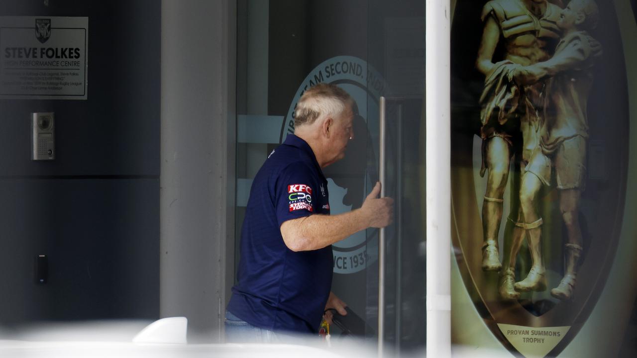 Canterbury Bulldogs general manager of football, Phil Gould, arrives at Belmore Sports Ground for the meeting with Josh Addo-Carr. Picture: Jonathan Ng