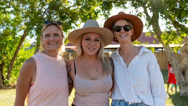 Paige Cunningham, Marina Ferencek and Jayne Hansen at the Barunga Festival. Picture: Che Chorley