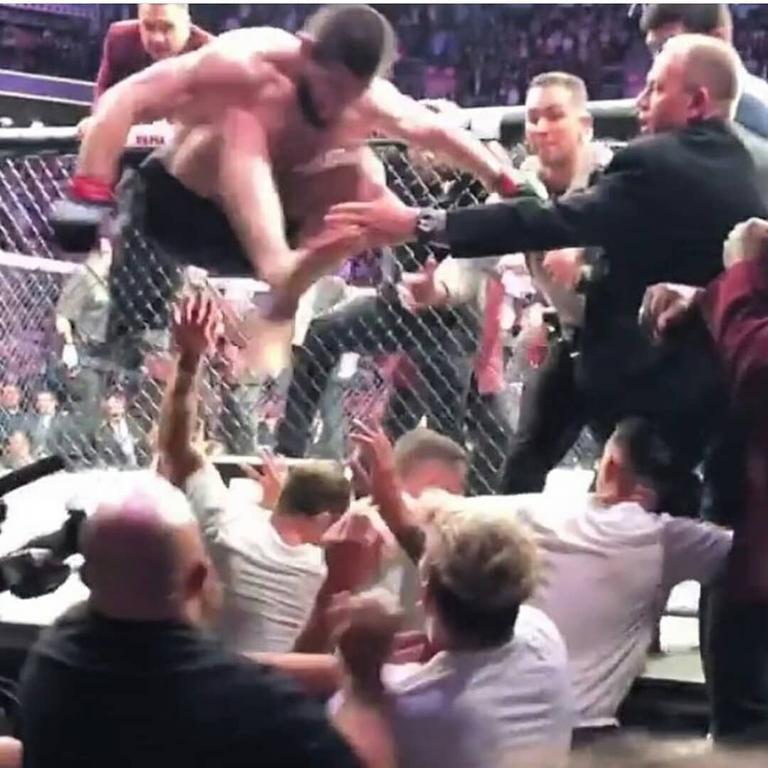 Nurmagomedov also lowered his colours by jumping into the crowd after the bout to confront one of McGregor’s training partners and the dangerous chaos led to widespread condemnation of the UFC.