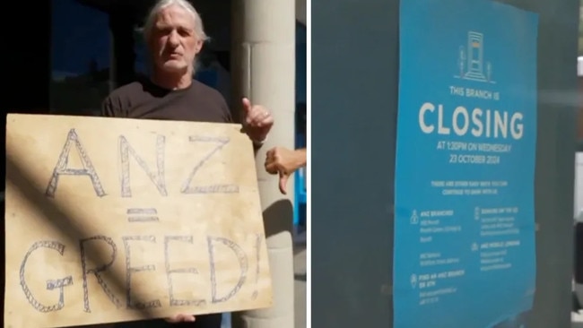 Activist Kim Grace is unhappy about the closure of an ANZ bank branch in the Blue Mountains. Picture: Nine News