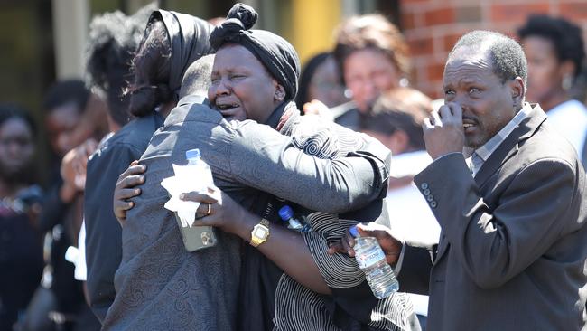 Mourners at the service on Saturday.