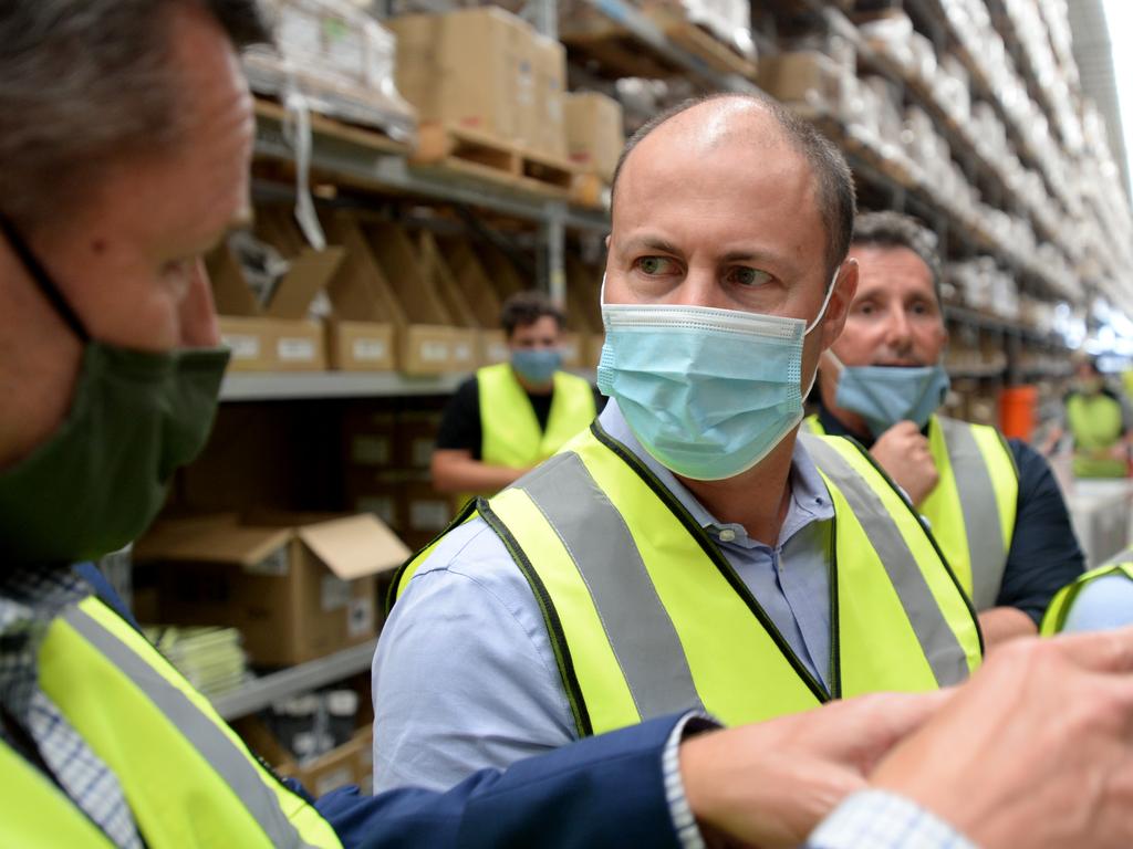 Treasurer Josh Frydenberg visits the Cotton On distribution centre at Avalon. Picture: NCA NewsWire / Andrew Henshaw