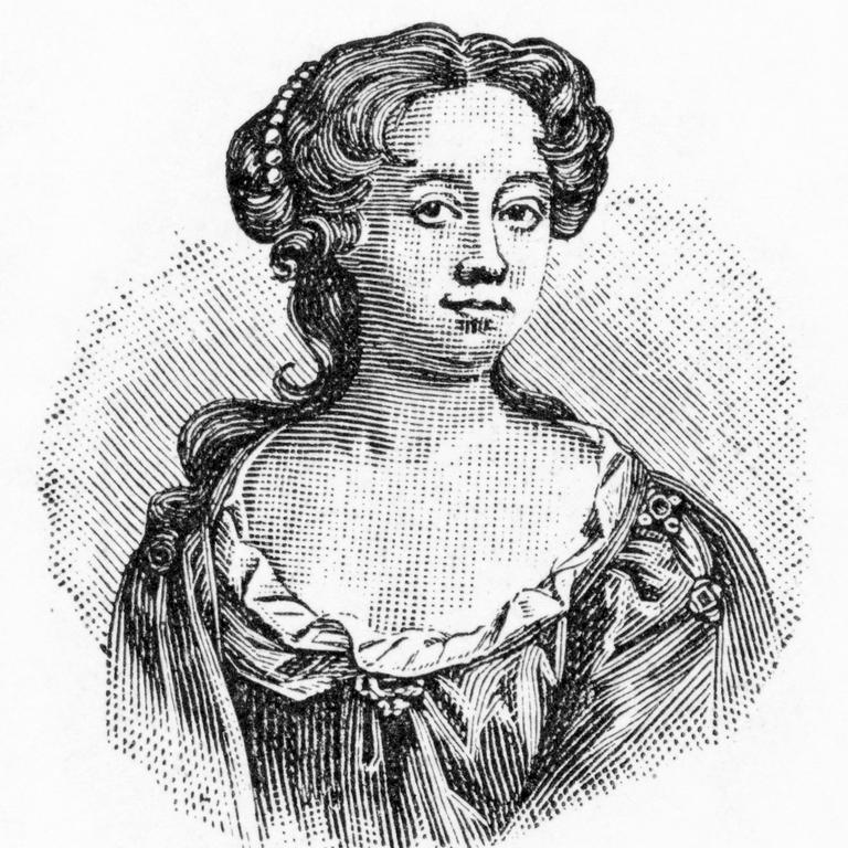 Wrote the first English novel … an engraving of Aphra Behn.