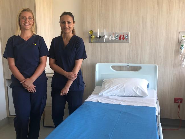 A new team will start work at the Mona Vale Hospital Palliative Care unit. Among them are registered nurses Taylor Gray, 25, from Newport, (left) and Rana Samie, 32, of Haberfield.