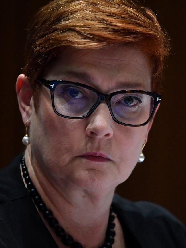 Minister for Foreign Affairs Marise Payne appears before a Senate Estimates hearing at Parliament House in Canberra, Thursday, March 5, 2020. (AAP Image/Mick Tsikas)