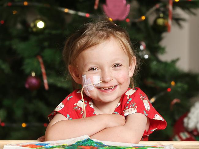 Barwon Health patient 4 year old Adele Pearce who has multiple chronic diseases, ahead of Wish Upon A Star Christmas Appeal. Barwon Health have set a target to raise $250,000 to help fund vital medical equipment needed to treat children and babies. Picture: Alan Barber