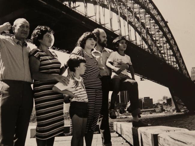 Alex Ryvchin and his family arrived in Australia on January 10 in 1988. From left to right: Grandfather Zakhar, grandmother Lucy, brother Eugene, mother Tanya, father Michael and Mr Ryvchin, then aged four.