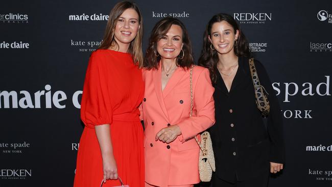 Ms Contos, pictured with Brittany Higgins and Lisa Wilkinson, has been a driving force in conversations about consent and sexual violence in Australia. Picture: Lisa Maree Williams/Getty Images.