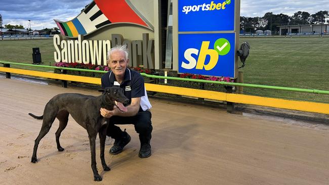 Valpolicella with trainer Tony Zammit at Sandown Park. Payback winning at Sandown Park. Photo: Jason Mckeown.