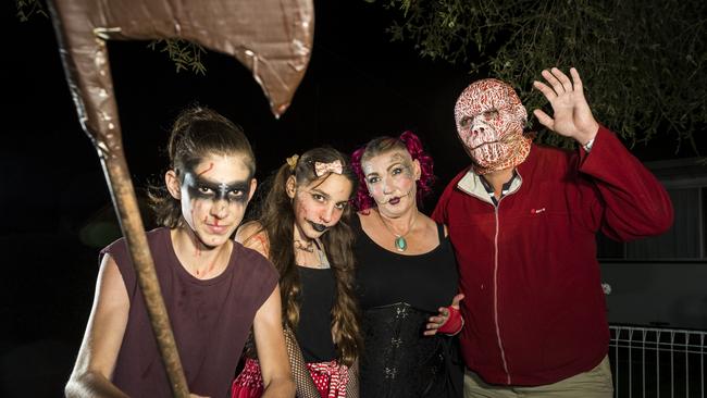 Trick or treating in Wilsonton are (from left) Samuel MacAlpine, Mia MacAlpine, Dee MacAlpine and Damian Ruthenberg on Halloween, Sunday, October 31, 2021. Picture: Kevin Farmer