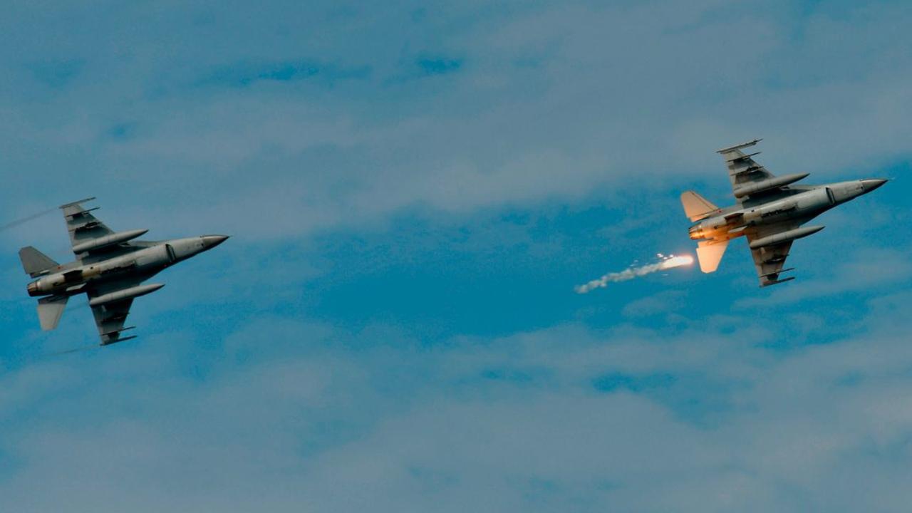 F-16 jet fighters during a military drill in southern Taiwan in May. Picture: Sam Yeh/AFP/Getty