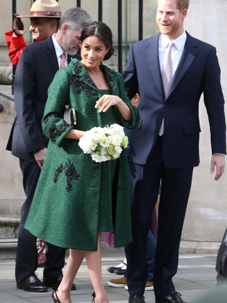 Meghan’s dress/coat combo cost a pretty penny. Picture: Trevor Adams/Matrixpictures.co.uk