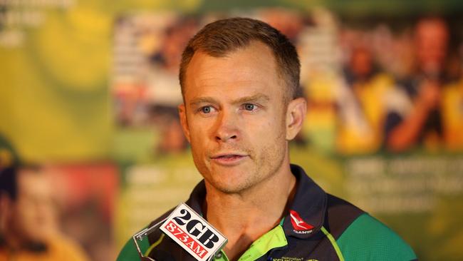 SYDNEY, AUSTRALIA - JUNE 18:  Australia's Mens Sevens coach Tim Walsh  speaks to the media during a press conference at Rugby Australia HQ on June 18, 2018 in Sydney, Australia.  (Photo by Jason McCawley/Getty Images)