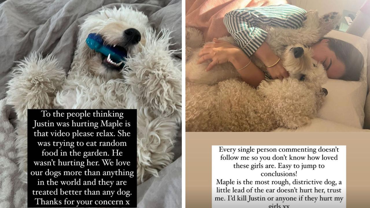 Ms Plecic urged her followers to "relax", arguing her dogs were well looked after. Picture: Instagram / @miaplecic